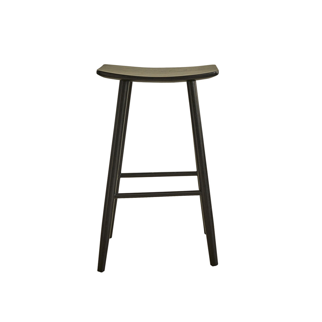 AMBRE - Sgabello da bar in teak massello nero 75 cm
