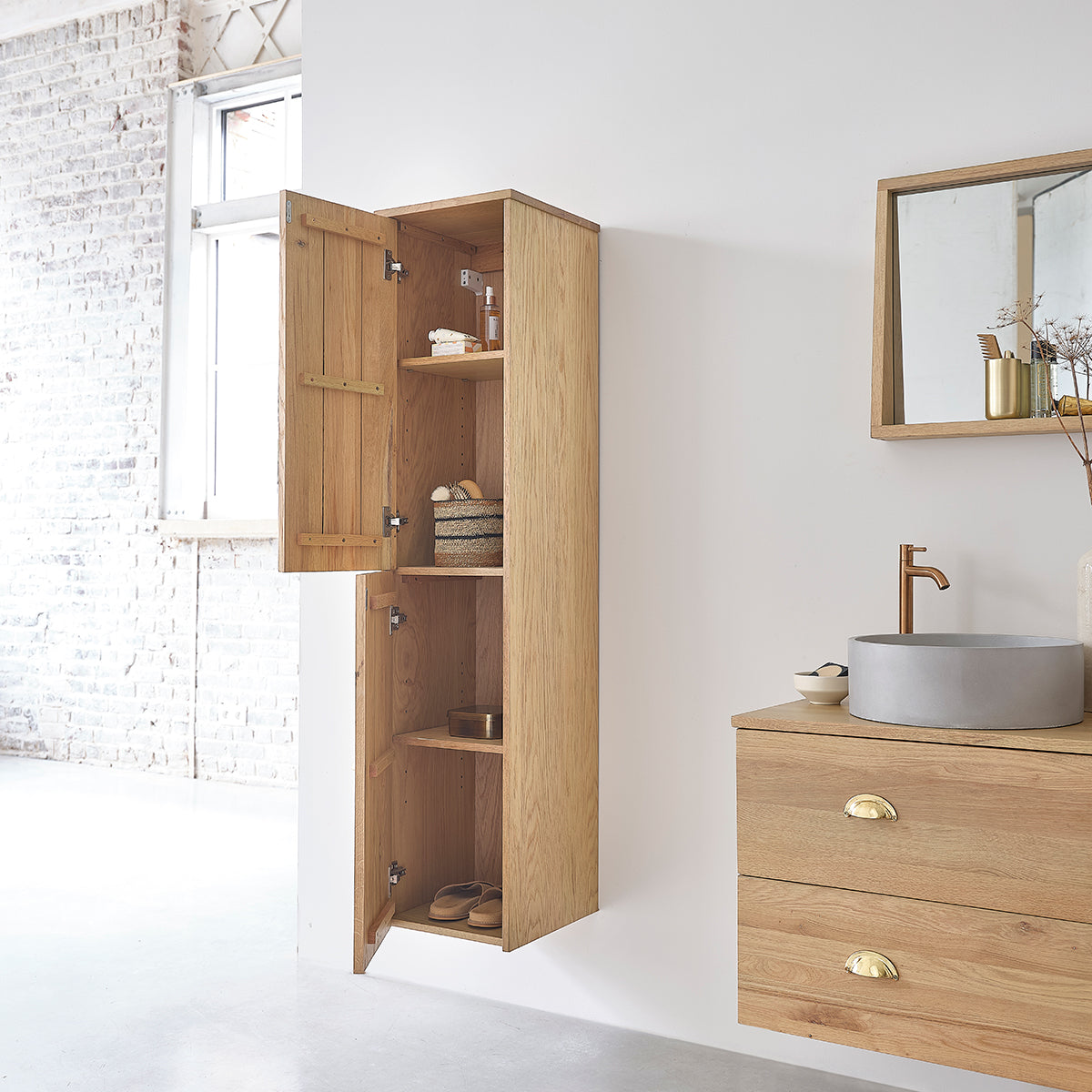 MARGAUX - Colonna bagno  in rovere massello 150 cm