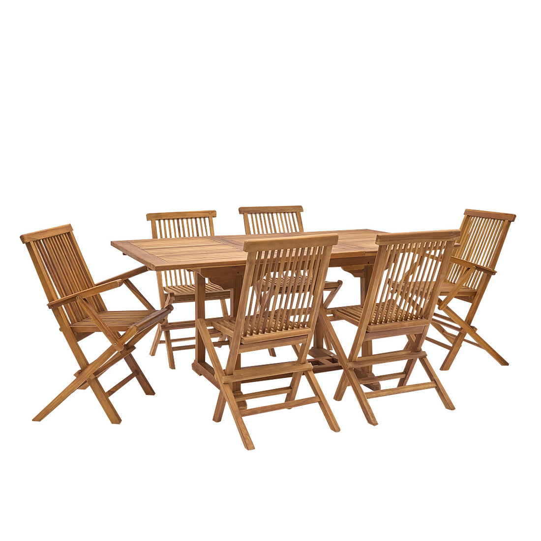 BALI - Set di mobili da giardino con tavolo allungabile in teak massello oliato 6/8 pers.