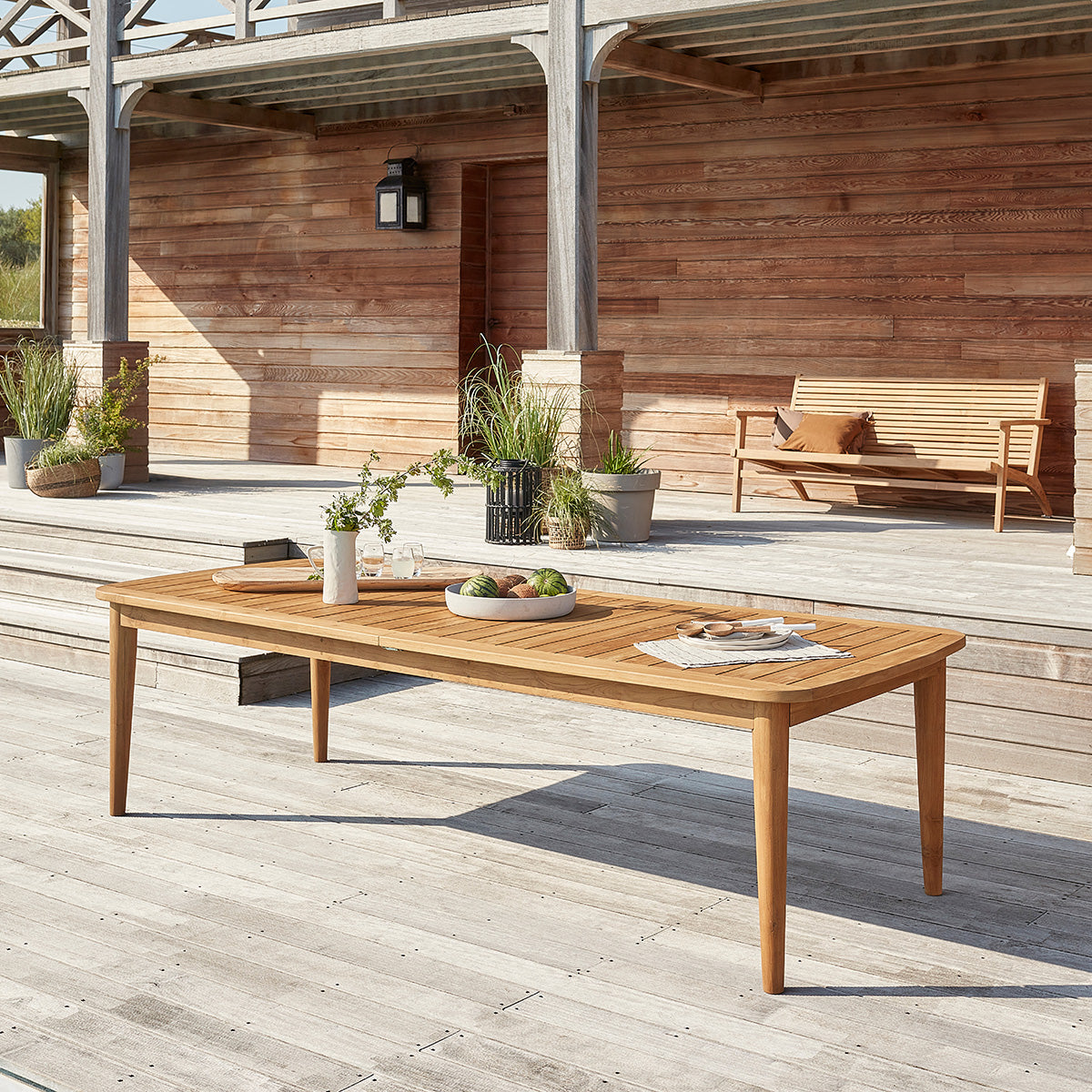 HORTENSE - Tavolo da giardino allungabile in teak massello riciclato 10/12 pers.