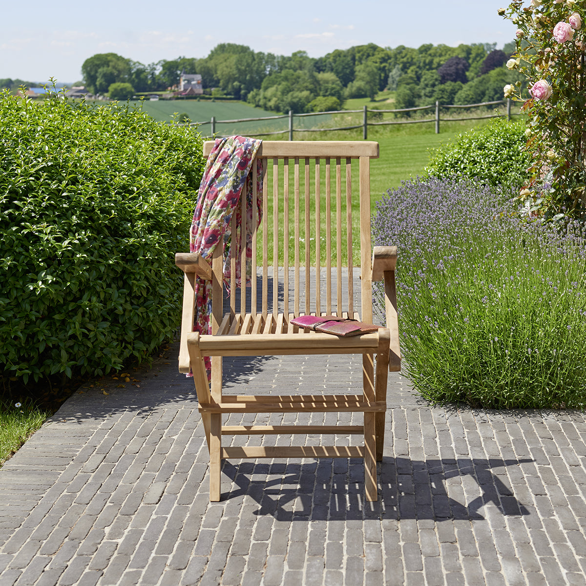 MIDLAND - Poltrona da giardino pieghevole in teak massello (set di 2)