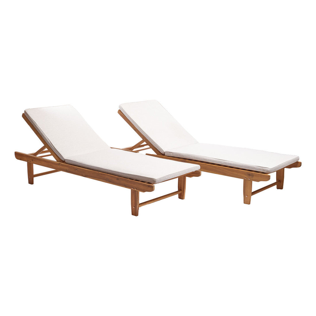 MILOS - Lettino prendisole in legno massello di acacia oliato (set da 2)