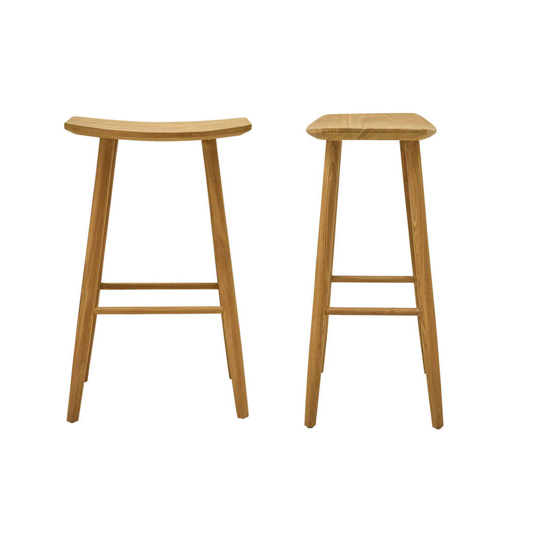 AMBRE - Set di 2 sgabelli da bar in teak massello 75 cm