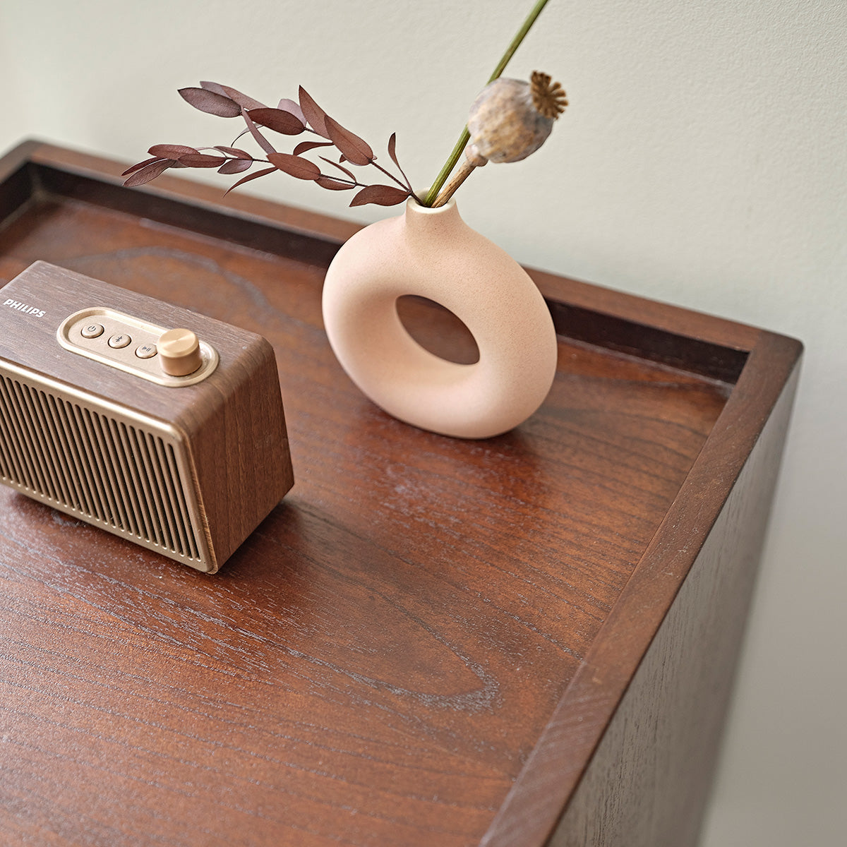 VINTAGE - Comodino in mindi massello finitura in noce 40 cm