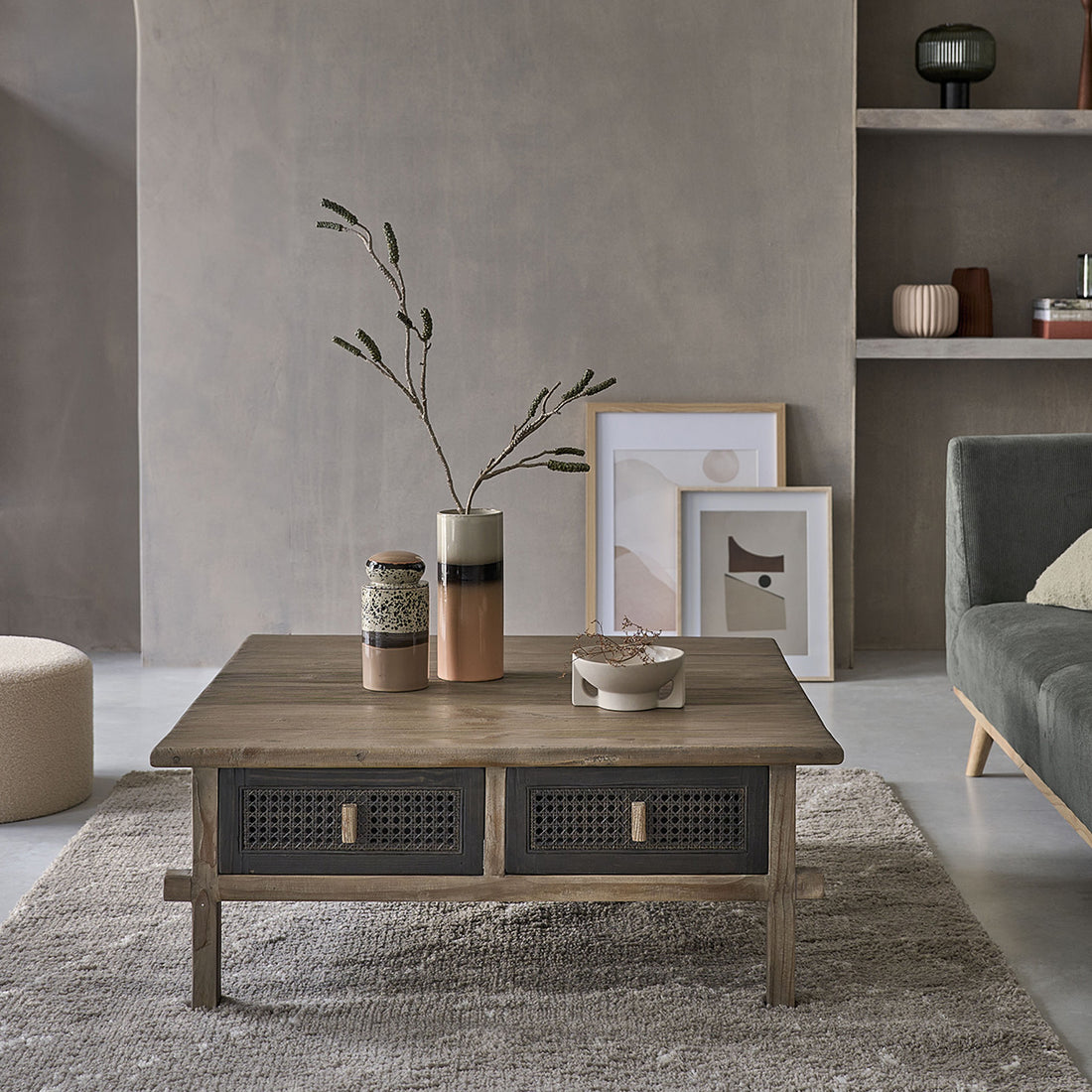 JUNKO - Tavolino in legno massello riciclato 100 cm