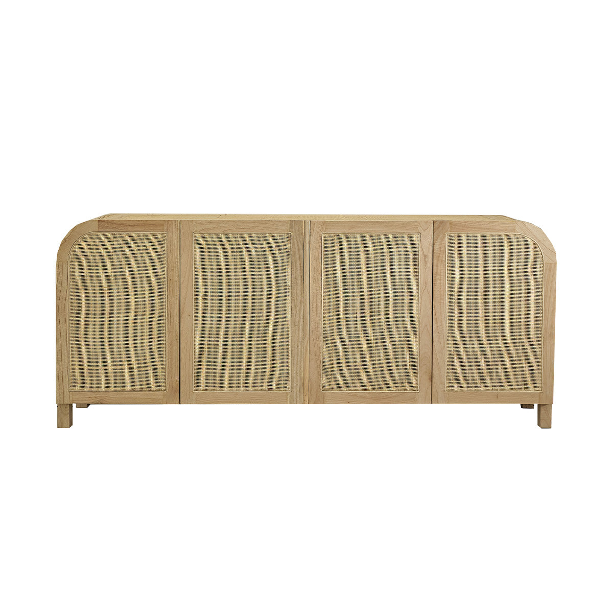 MAËL - Credenza in mindi massello e cannage 190 cm