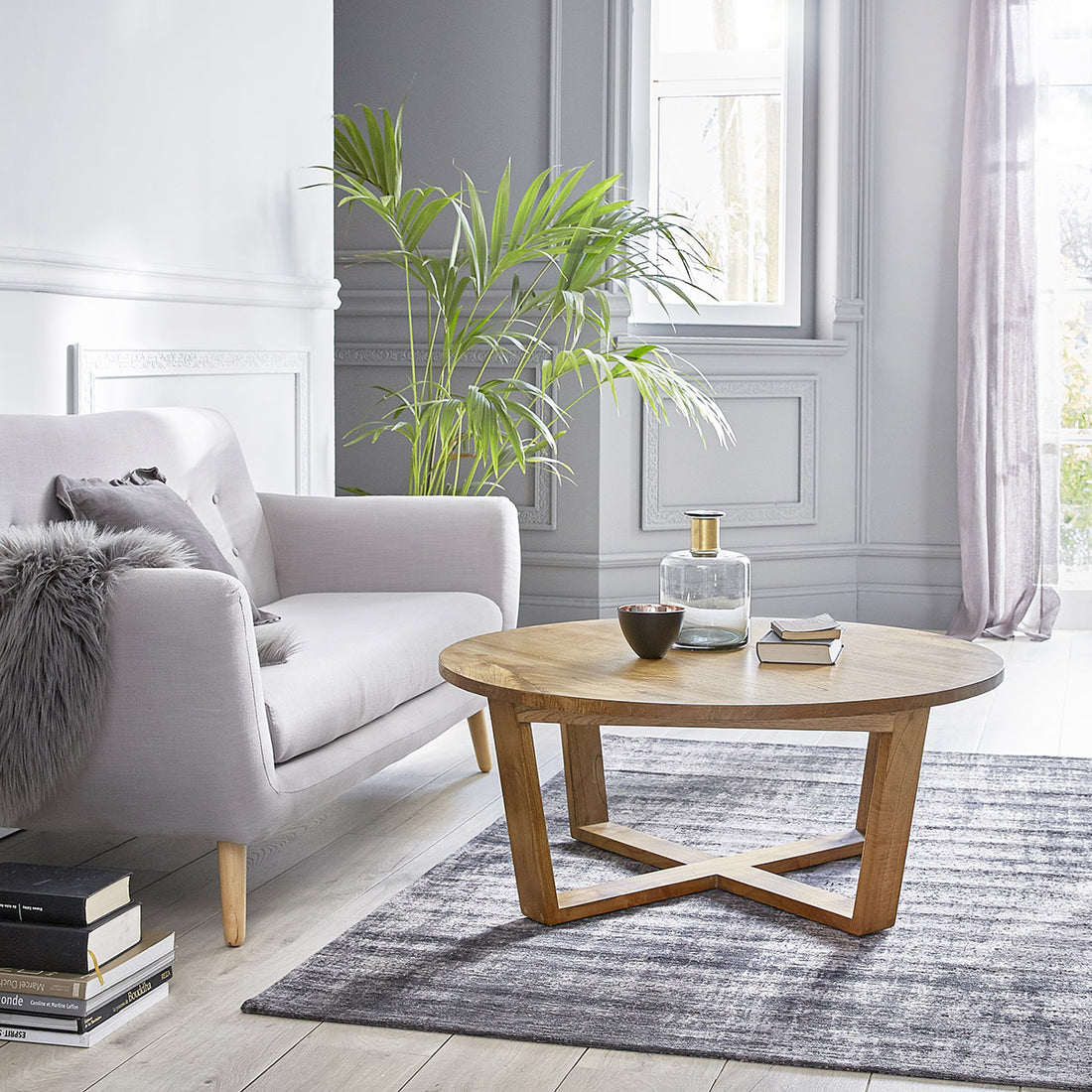 BASILE - Tavolino in mindi massello Ø 100 cm