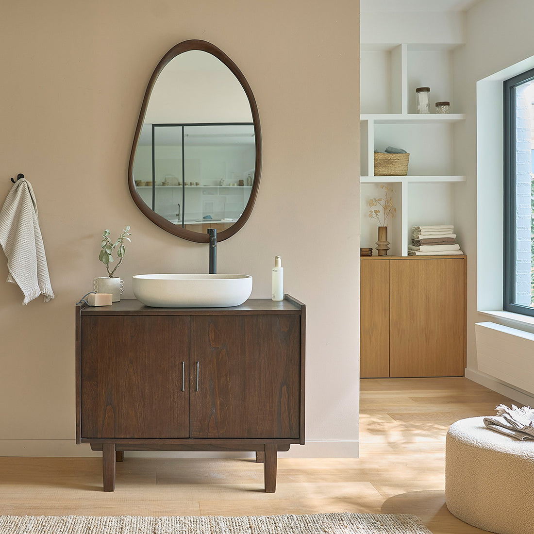 VINTAGE - Mobile da bagno in mindi massello 90 cm