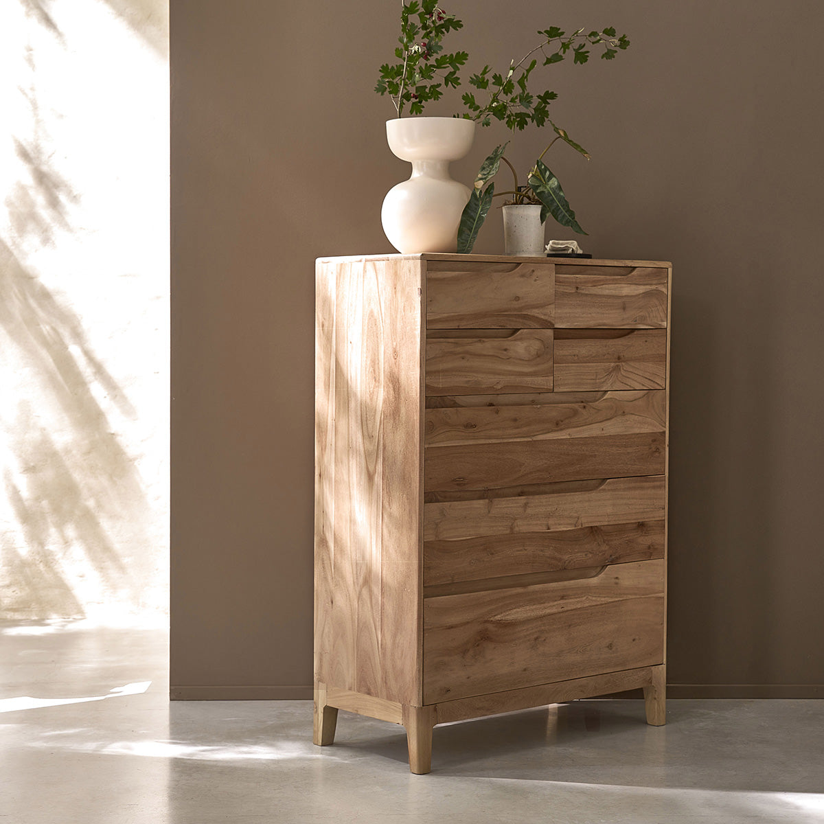 SAMSO - Comò in acacia massiccia da 80 cm