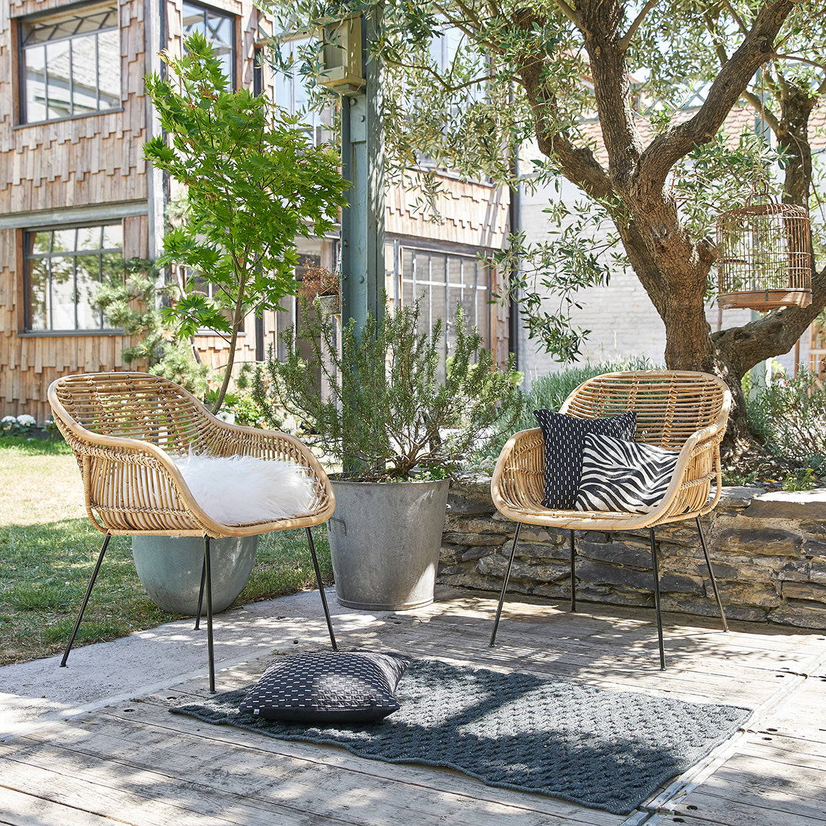 BOHEMA - Set di 2 poltrone in rattan e metallo