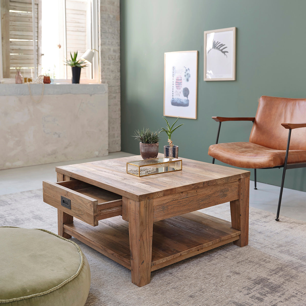 CARGO - Tavolino in teak massello riciclato 80 cm