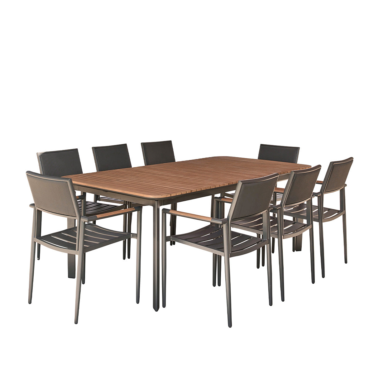 SIENA - Salotto da giardino in teak massiccio e alluminio per 6/8 pers.