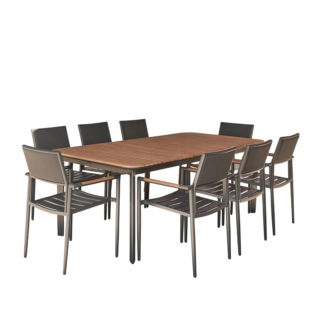 SIENA - Salotto da giardino in teak massiccio e alluminio per 6/8 pers.