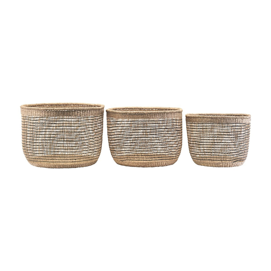 Set di 3 cestini naturali e neri