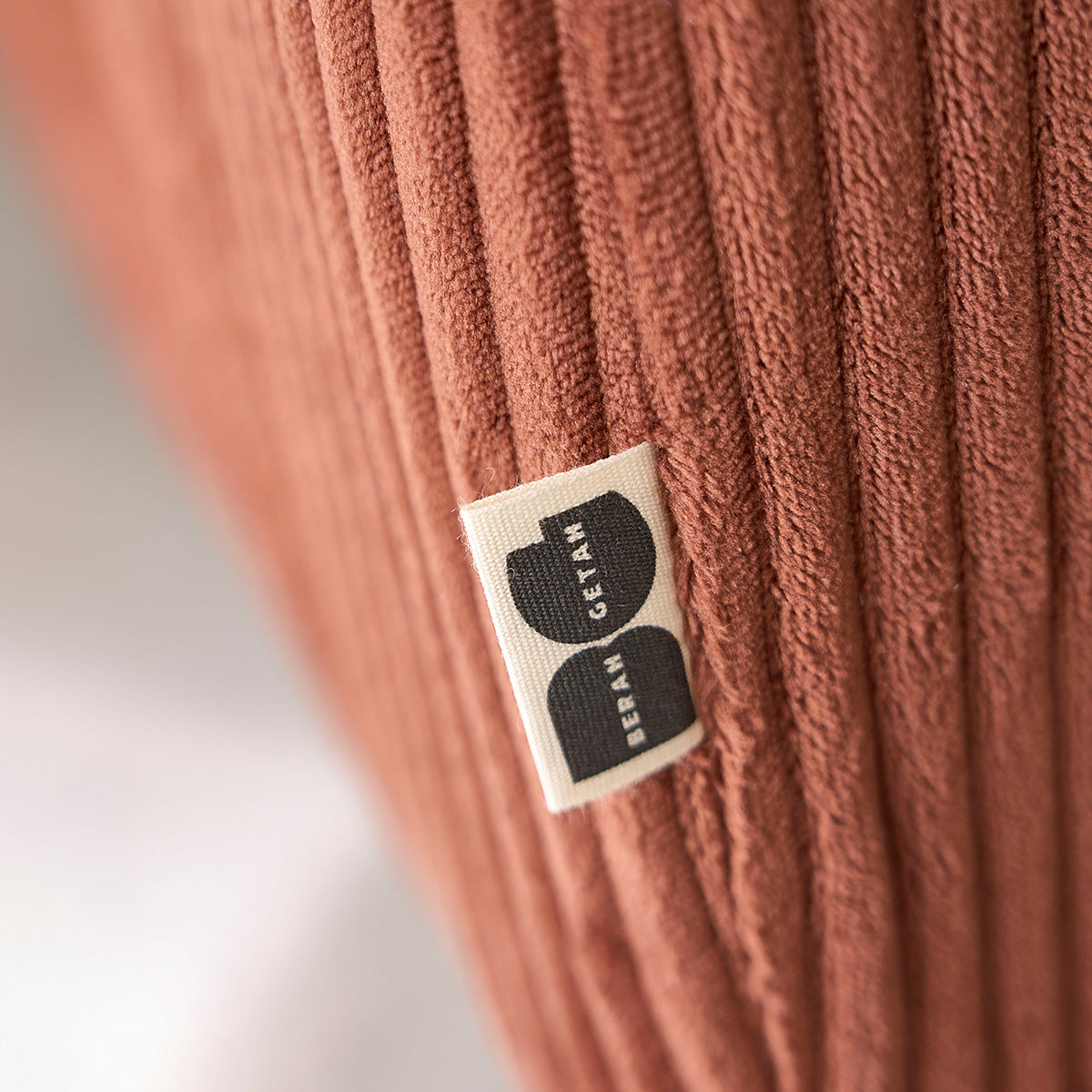 ALPHONSE - Divano diritto 4 posti in velluto a coste terracotta