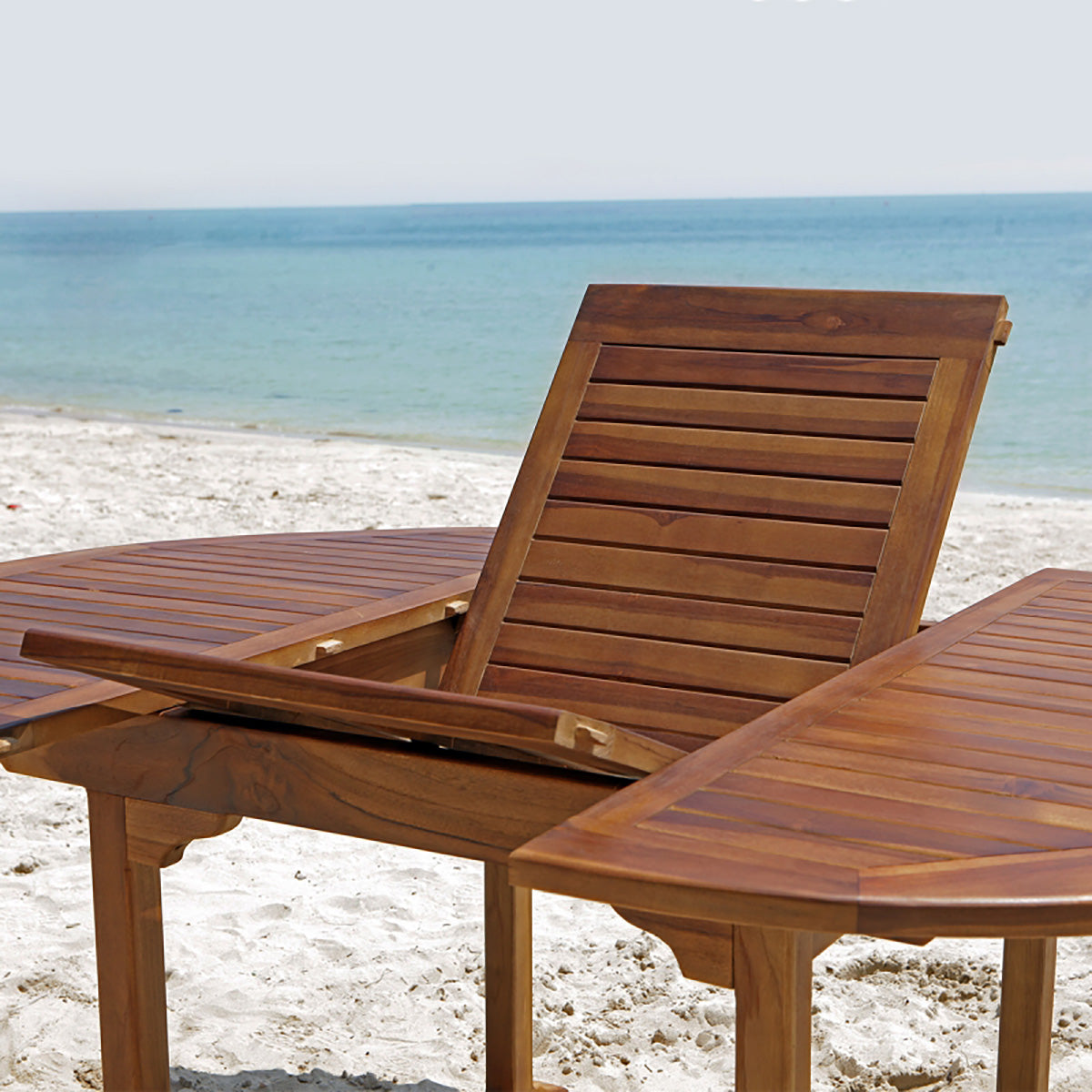 BALI - Set di mobili da giardino con tavolo allungabile in teak massello oliato 6/8 pers.