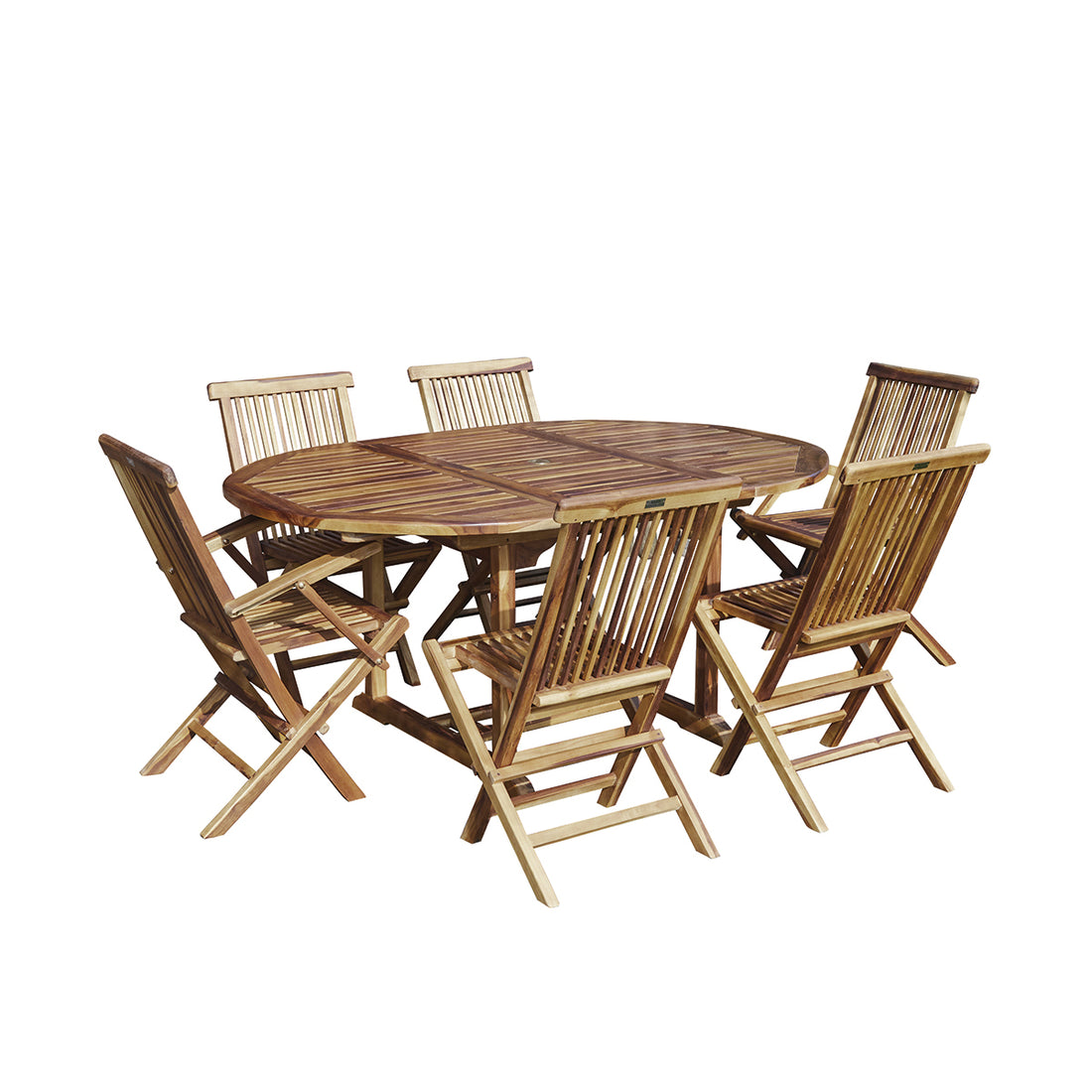 BALI - Set di mobili da giardino con tavolo allungabile in teak massello oliato 6/8 pers.