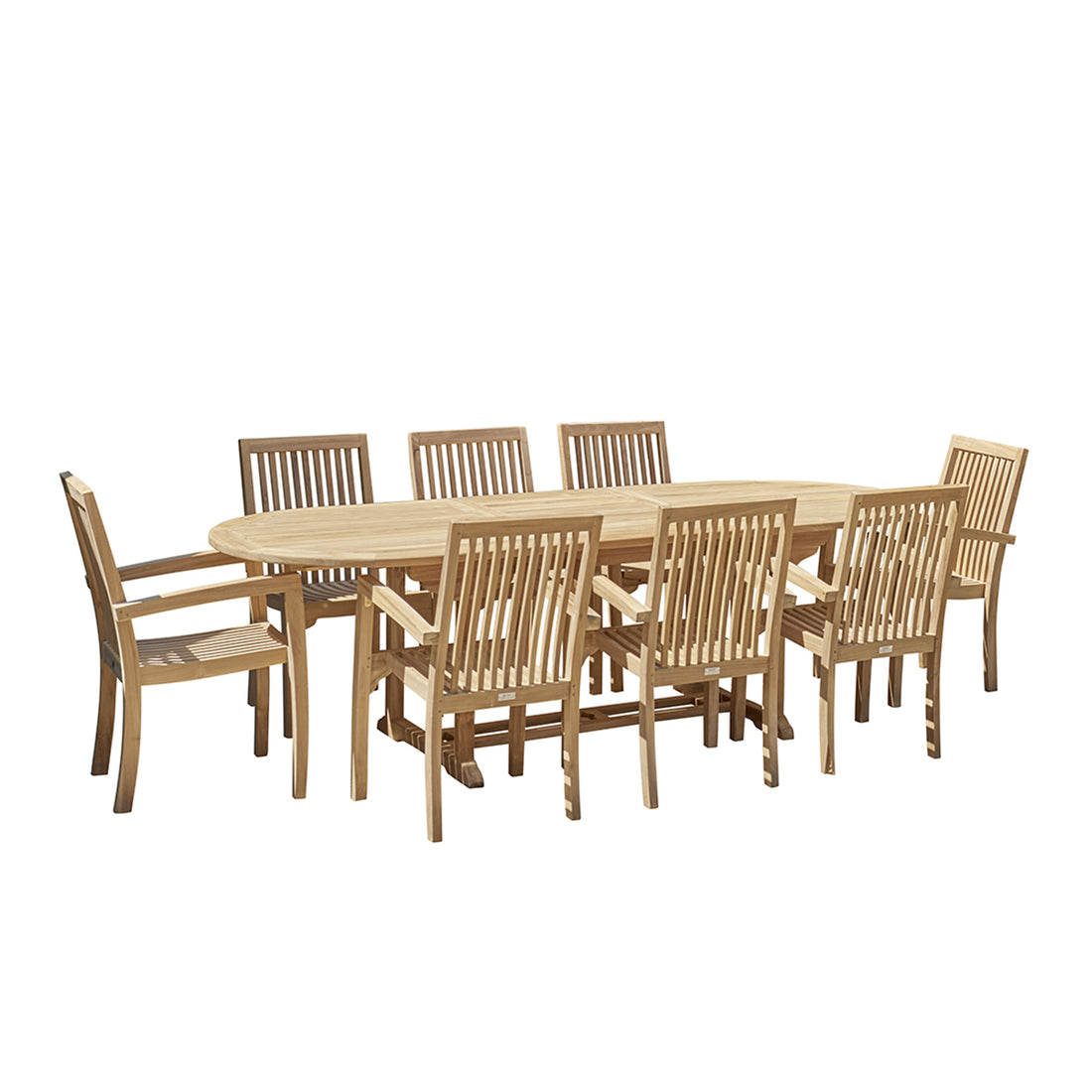 MIDLAND - Set di mobili da giardino in teak massello con tavolo allungabile 8/10 pers