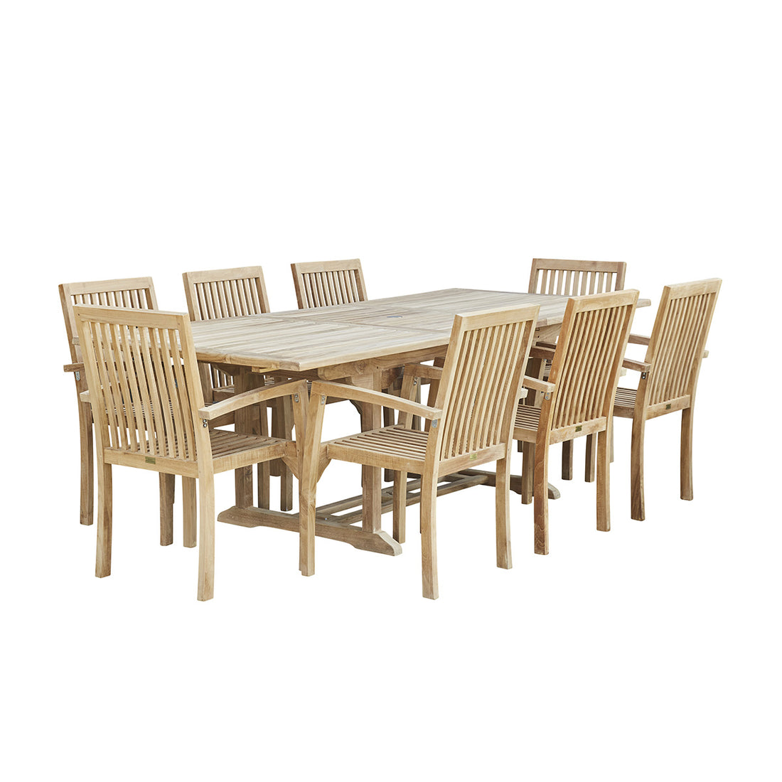 MIDLAND - Set di mobili da giardino in teak massello con tavolo allungabile 8/10 pers.