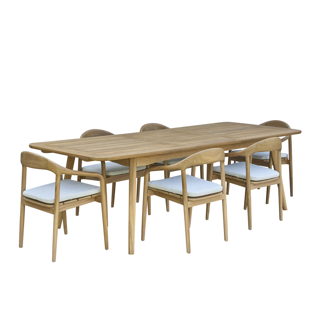 AMBRE - Set di mobili da giardino in teak massello con tavolo allungabile 6/8 pers.