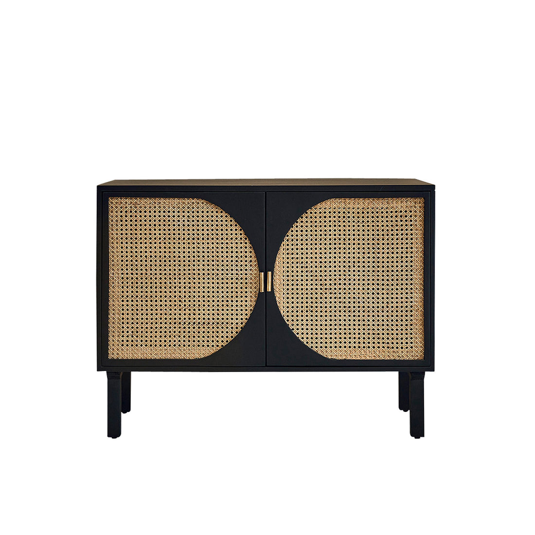 ZULMA - Credenza in mango massello nero e midollino 100 cm
