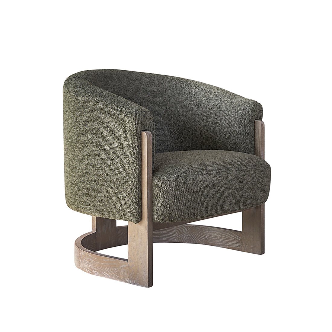 MALO - Poltrona in rovere massello e tessuto bouclé kaki