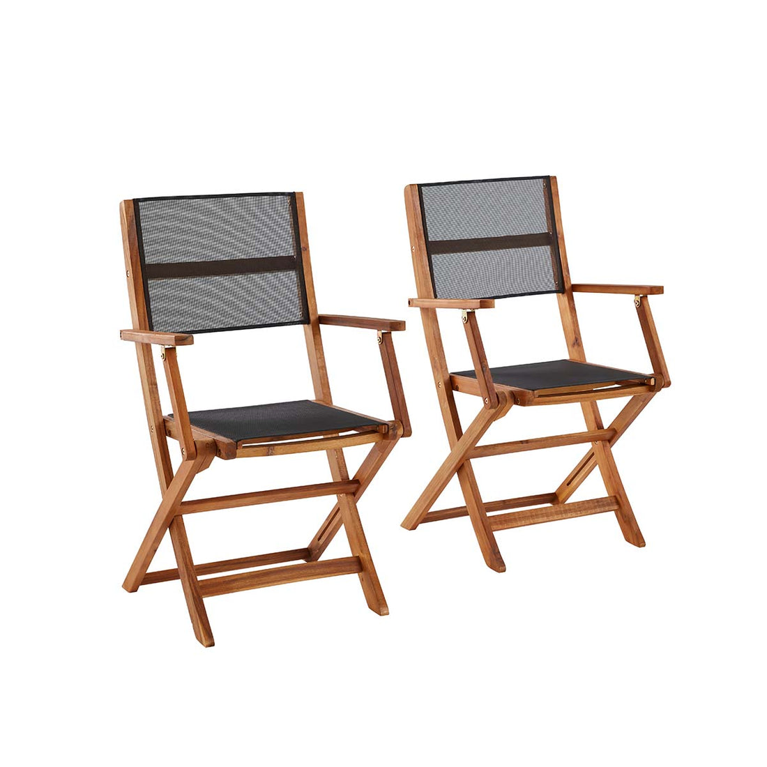 HANOÏ - Poltrona in acacia massello e textilene grigio (set di 2)