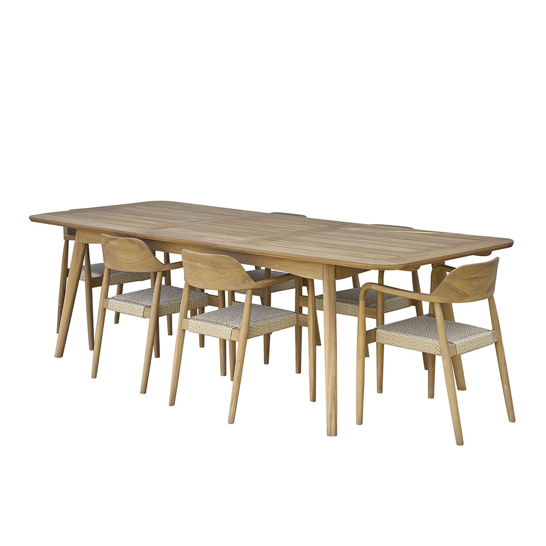 ALIZÉ - Set di mobili da giardino in teak massello con tavolo allungabile 6/8 pers.