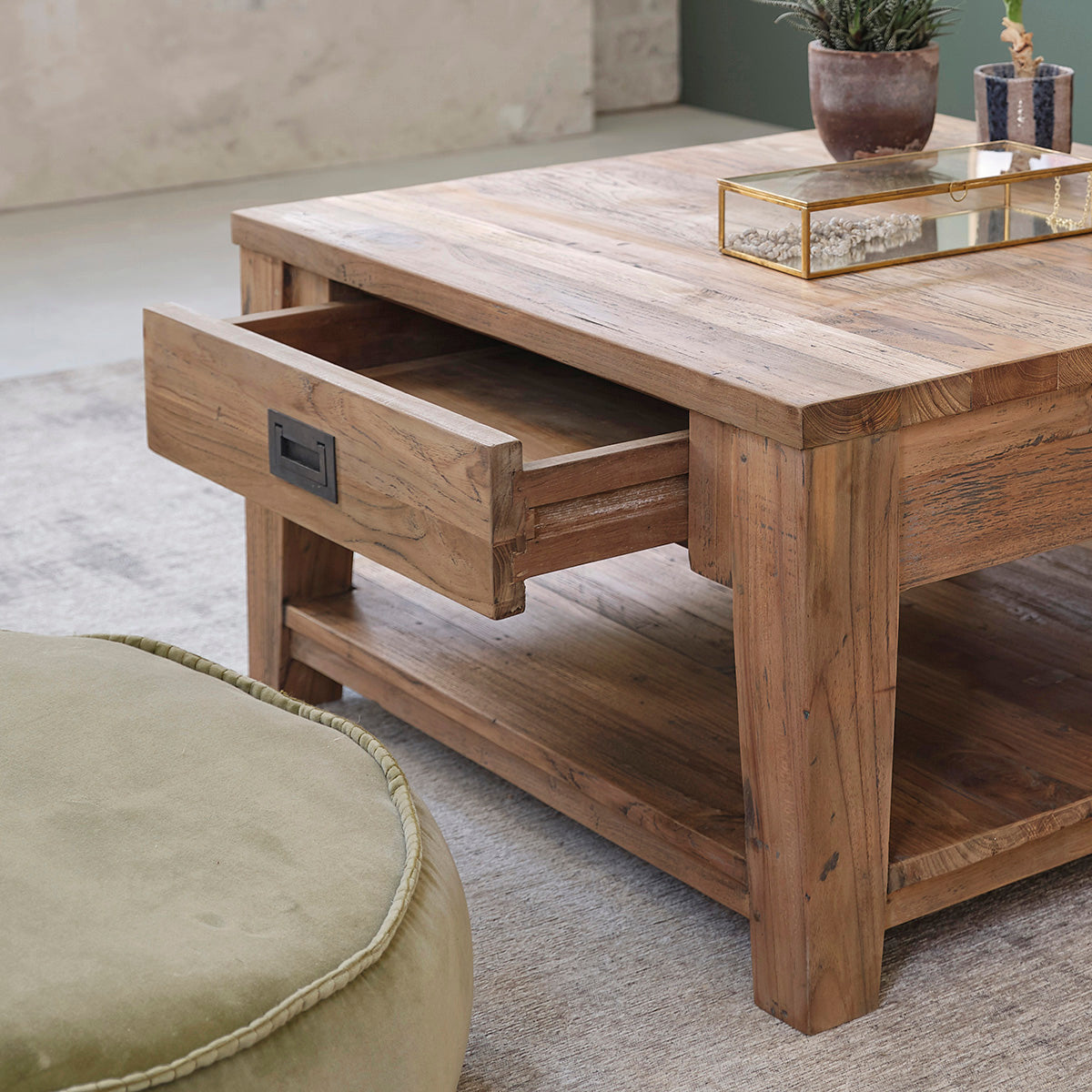 CARGO - Tavolino in teak massello riciclato 80 cm