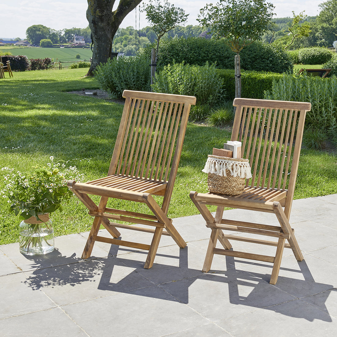 BALI - Sedia da giardino pieghevole in teak massello oliato (set di 2)