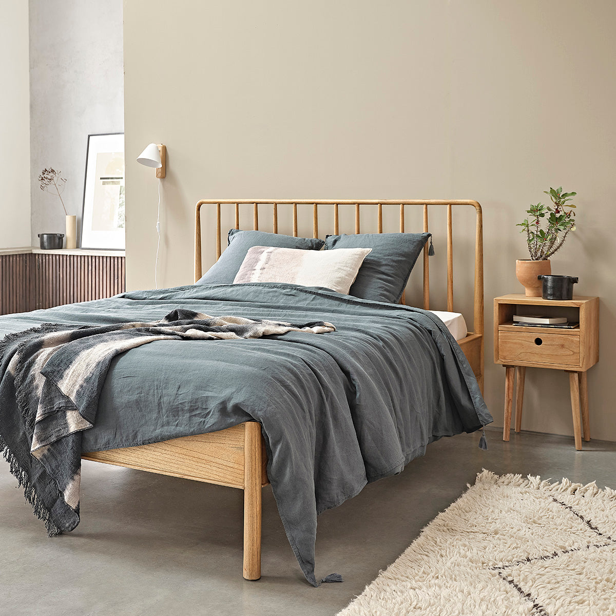 ESMEE - Letto in mindi massello 160 cm con rete