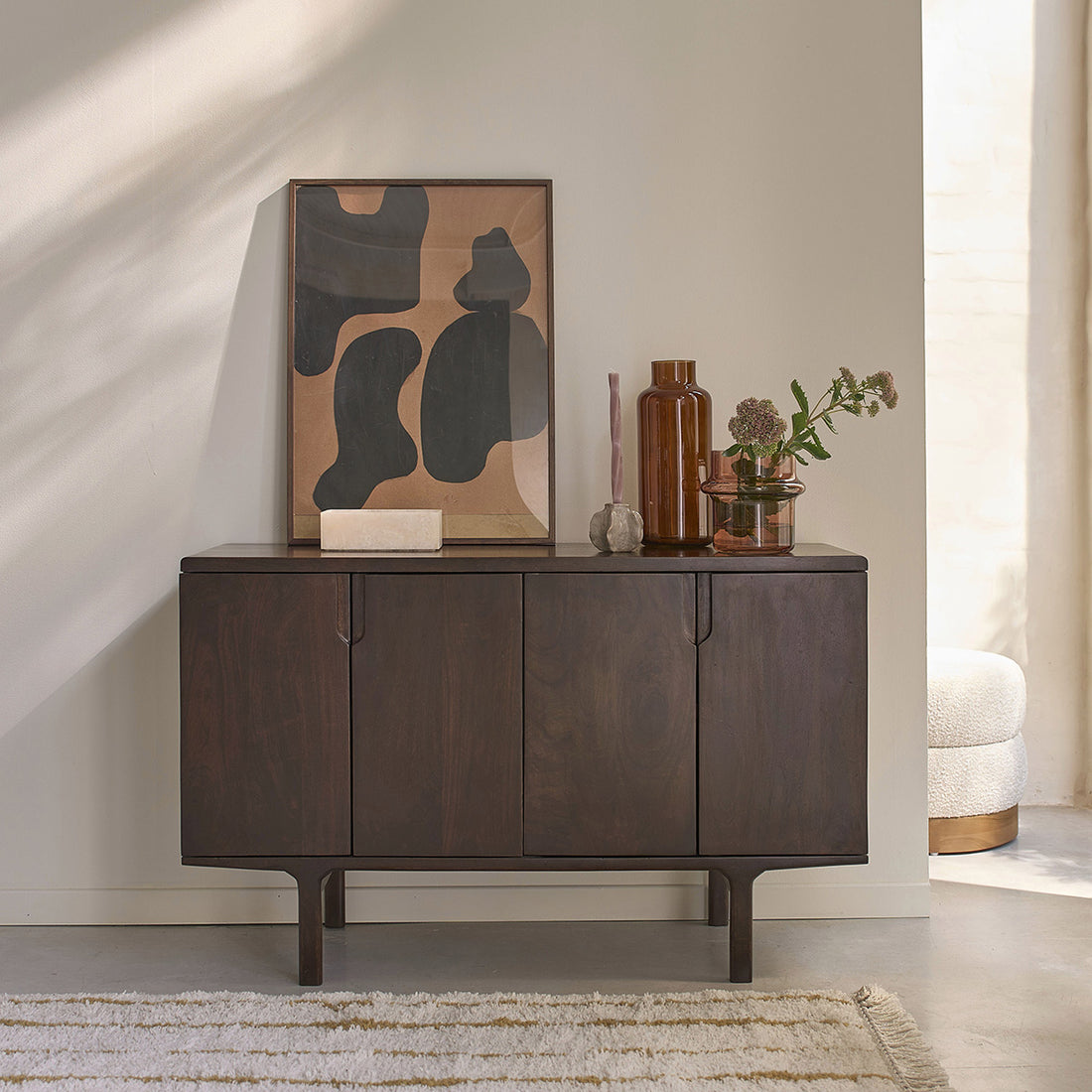 LAZARE - Credenza in legno massello di mango, 120 cm