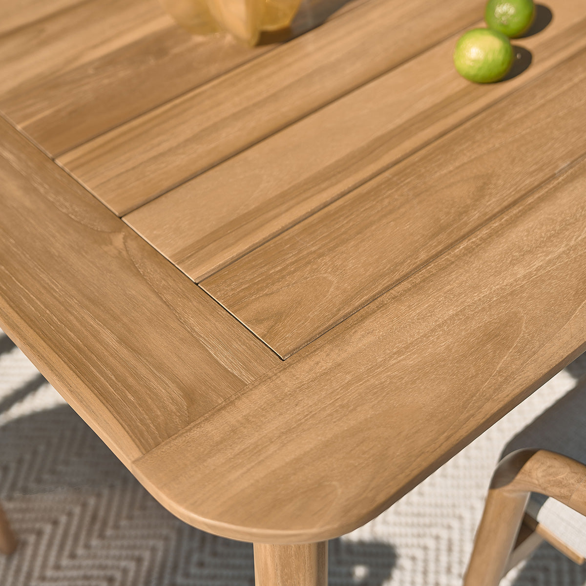 AMBRE - Set di mobili da giardino in teak massello con tavolo allungabile 6/8 pers.