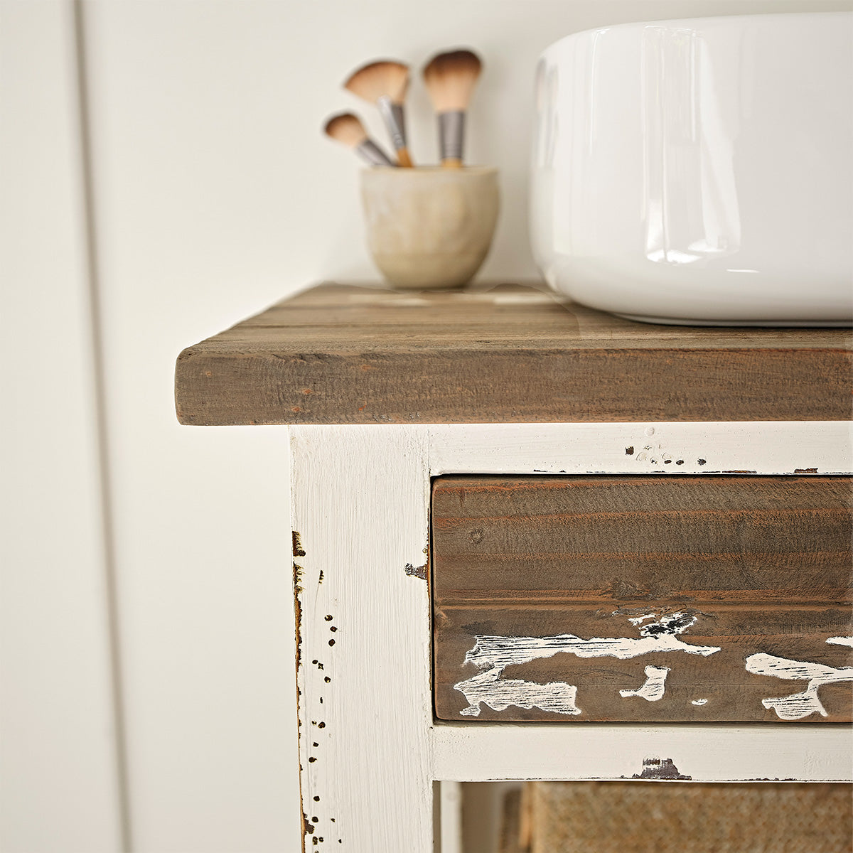 SEZANNE - Mobile per lavabo in legno massello riciclato 80 cm