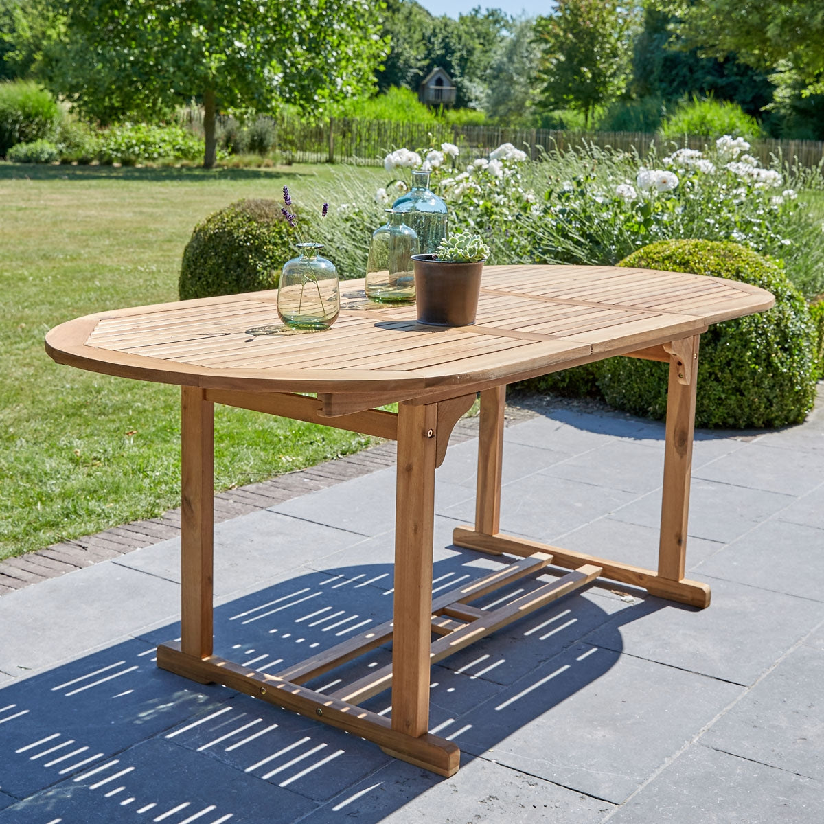 HANOÏ - Set di mobili da giardino in legno massello di acacia e textilene grigio 4 pers.