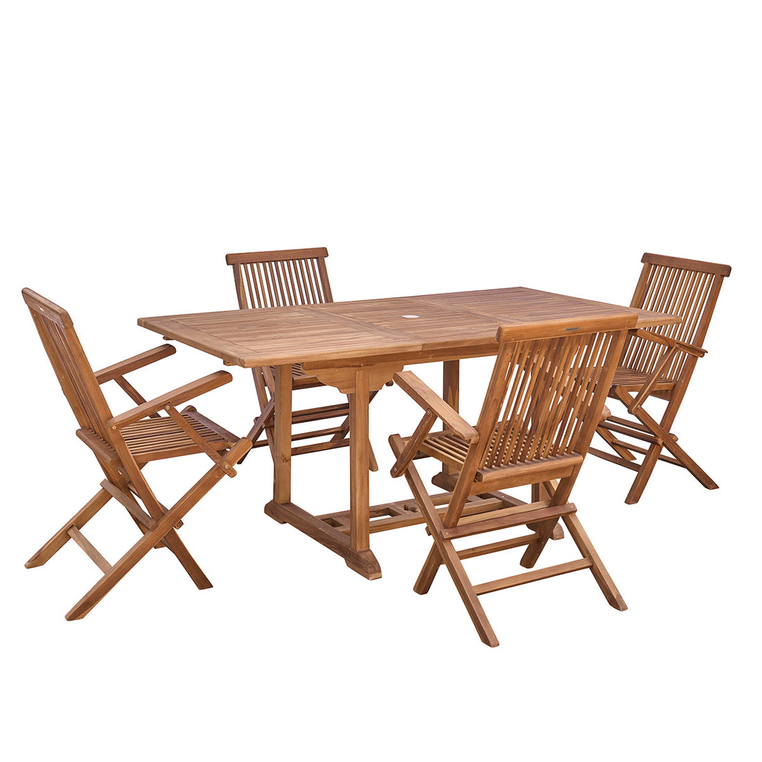 BALI - Set di mobili da giardino con tavolo allungabile in teak massello oliato 4/8 pers.
