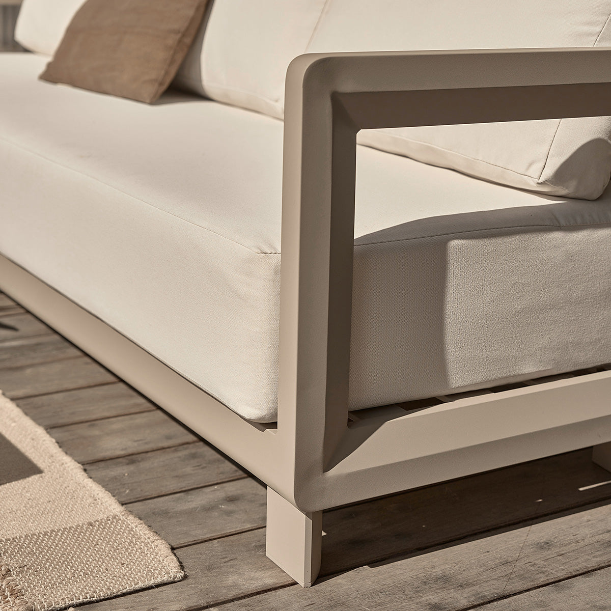 CALIZA - Salotto basso da giardino in alluminio color tortora 5 pers.