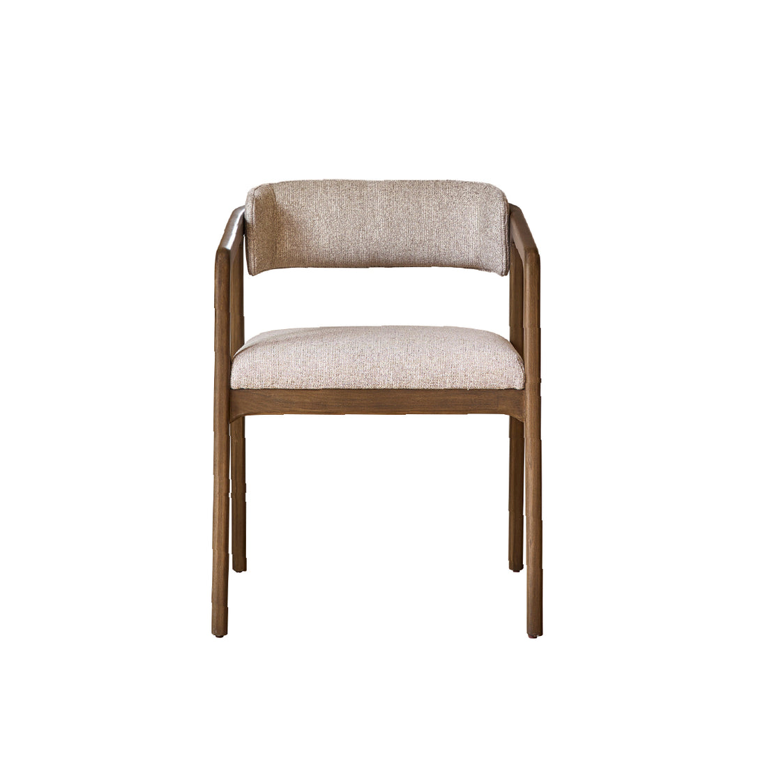 ÉLOI - Sedia in legno massello con tessuto beige screziato