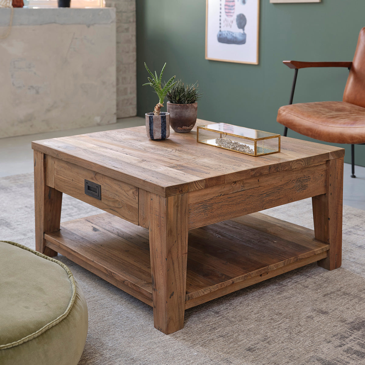 CARGO - Tavolino in teak massello riciclato 80 cm