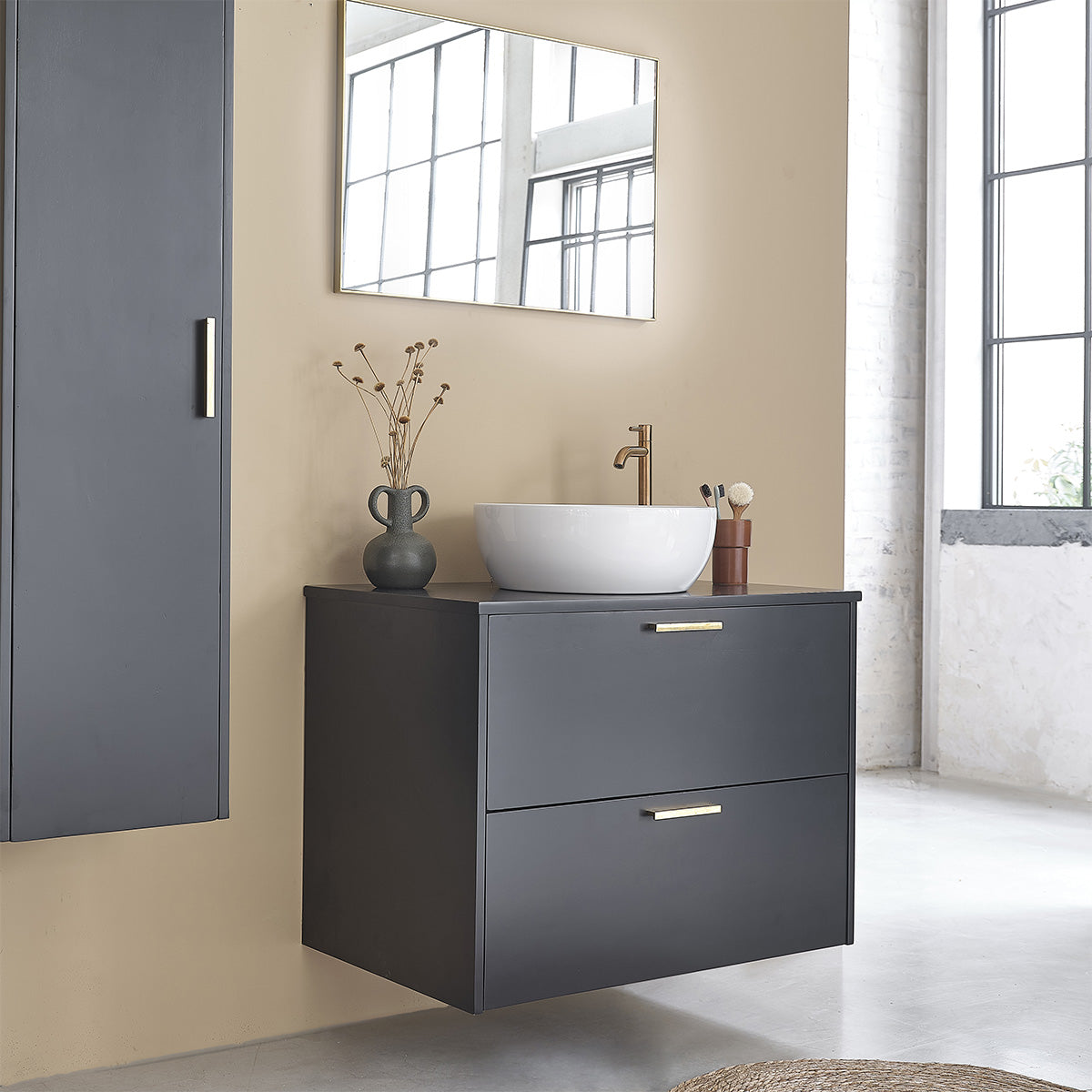 LUNA - Specchio rettangolare in metallo dorato 70x50 cm