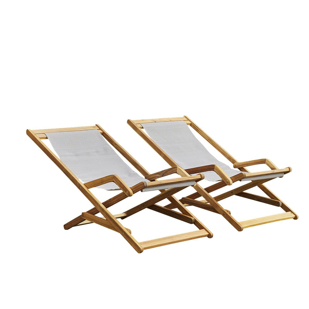 HANOÏ - Sedia a sdraio in acacia massello e textilene grigio (set di 2)