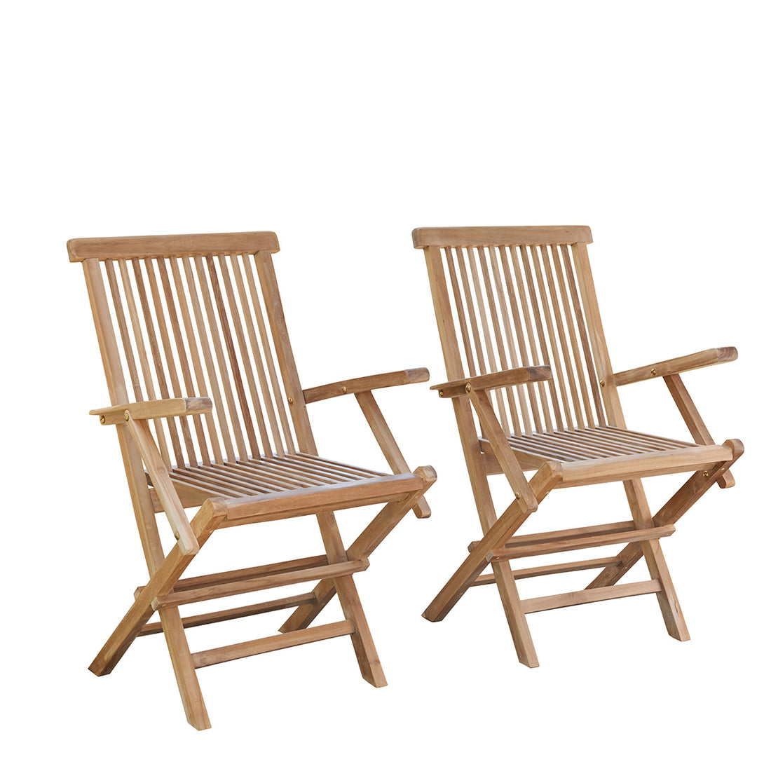 MIDLAND - Poltrona da giardino pieghevole in teak massello (set di 2)