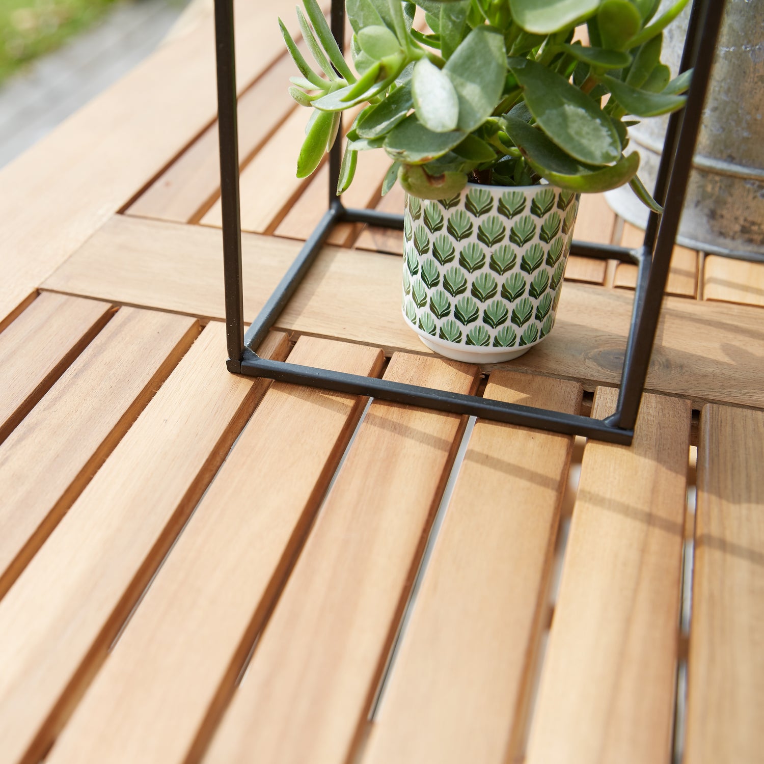 HANOÏ - Set di mobili da giardino in acacia massello e textilene nero 4 pers.