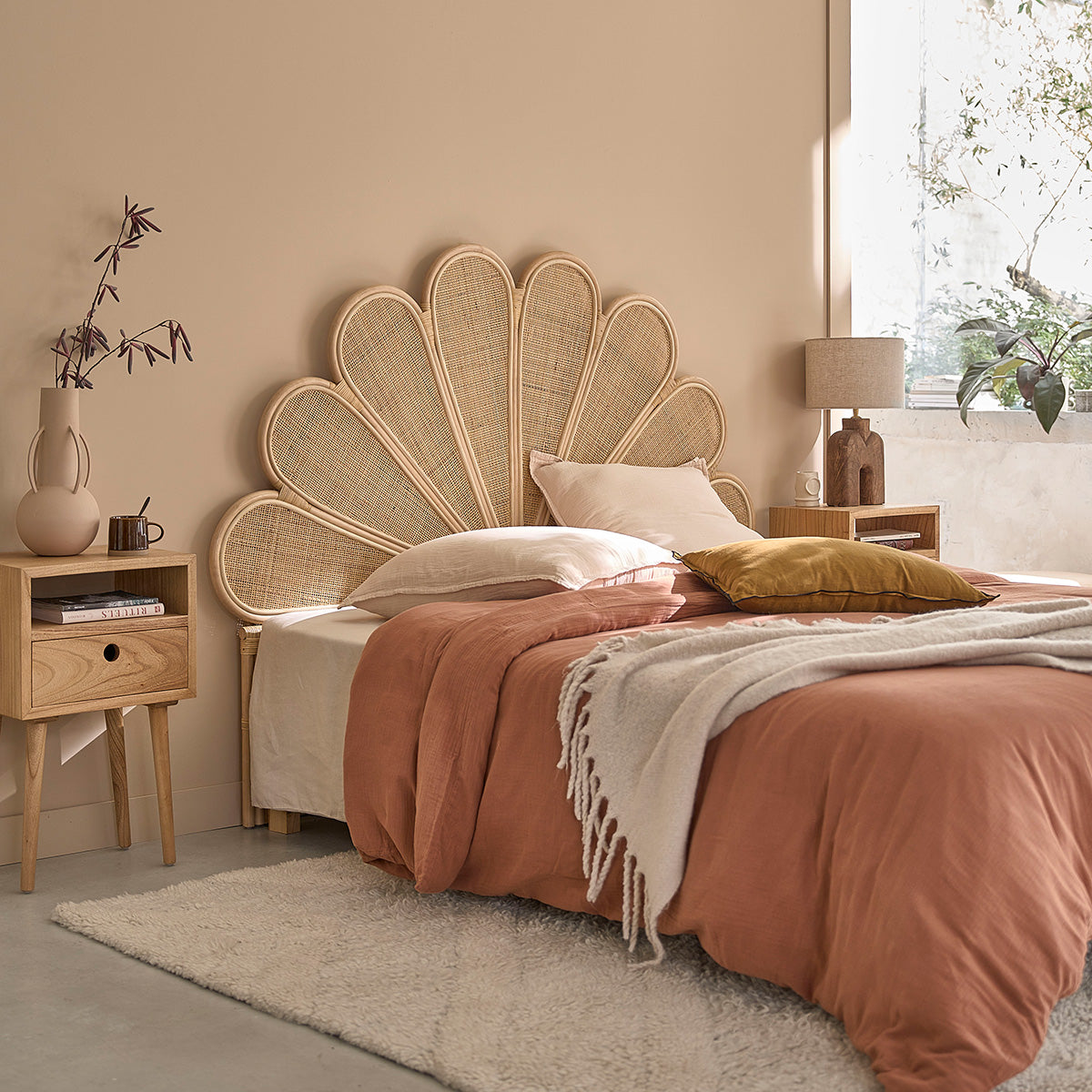 ROMY - Testiera in rattan e cannage 160 cm