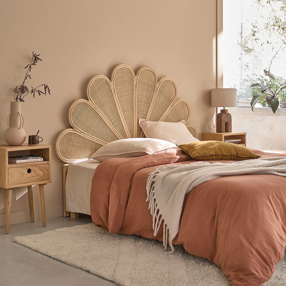 ROMY - Testiera in rattan e cannage 160 cm