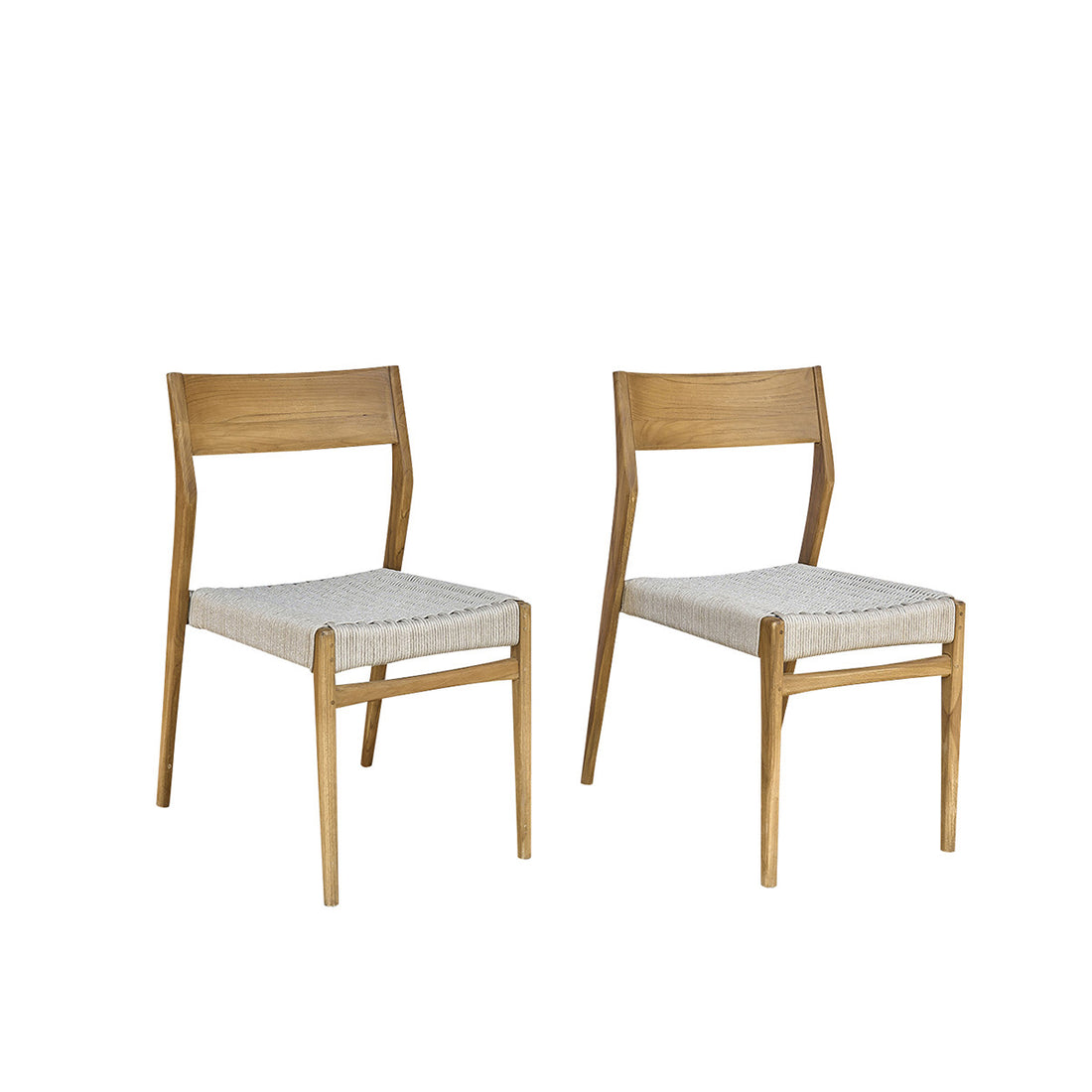 LIVIE - Sedia da giardino in teak massello e corda beige (set di 2)
