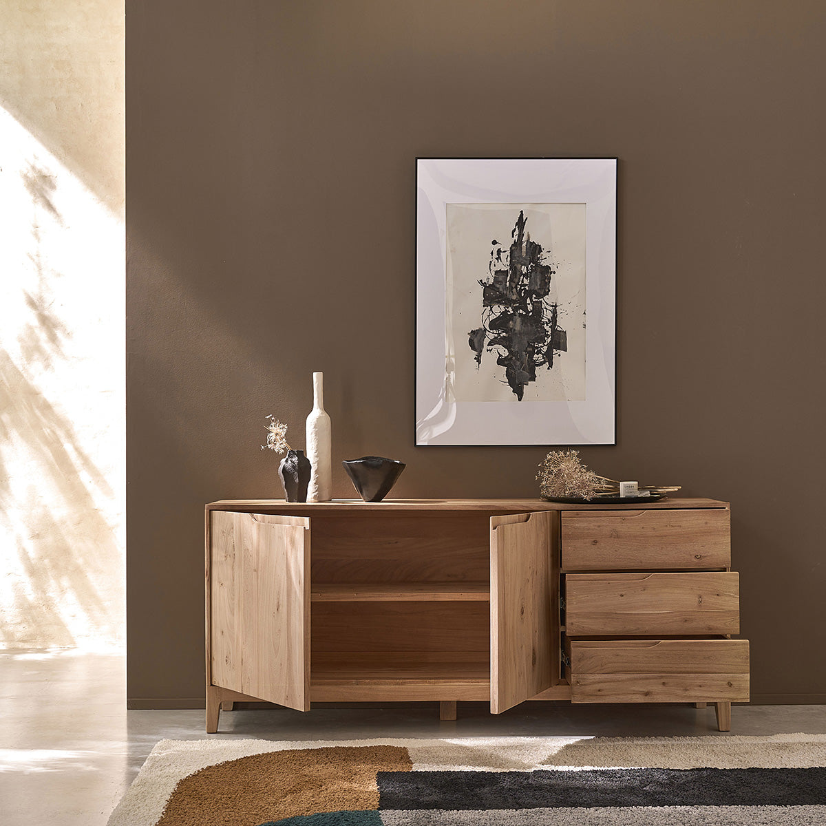 SAMSO - Credenza in acacia massiccia da 170 cm