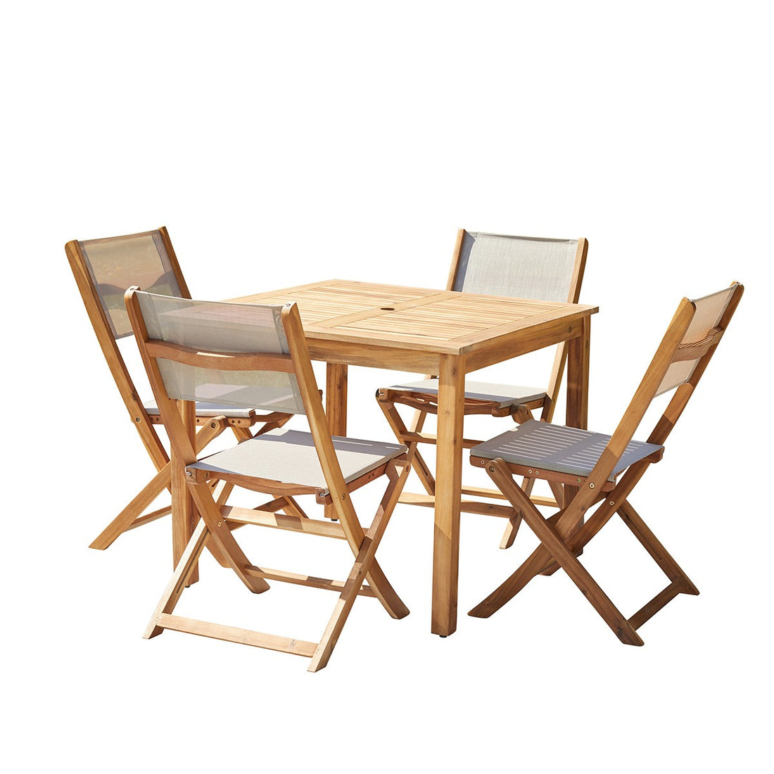 HANOÏ - Set di mobili da giardino in legno massello di acacia FSC e textilene grigio 4 pers.