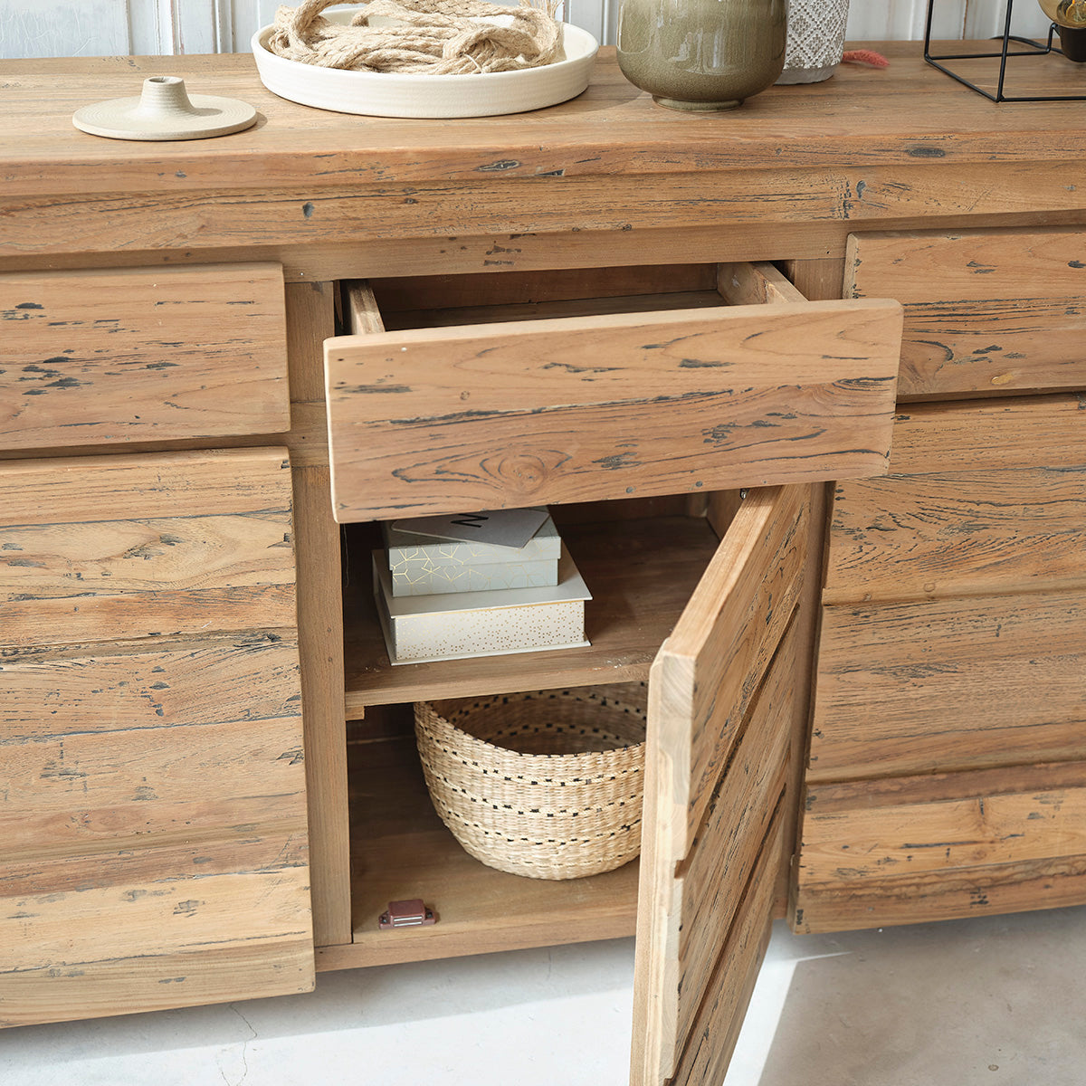 CARGO - Cassettiera in teak massello riciclato 160 cm