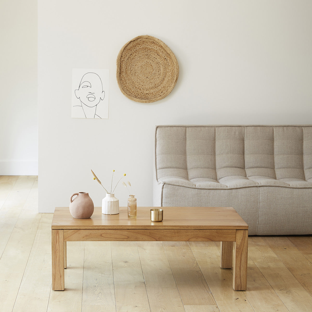 TILO - Tavolino in mindi massello 110 cm